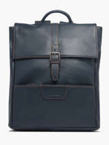 2-compartment Foulonn� Backpack Leather Etrier Blue foulonne EFOU8092