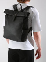 Leather Spider Backpack 2 Compartments Etrier Black spider ESPI8102-vue-porte