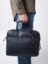 Business Bag Foulonn� Leather Etrier Blue foulonne EFOU8151-vue-porte