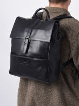 2-compartment Foulonn� Backpack Leather Etrier Black foulonne EFOU8092-vue-porte