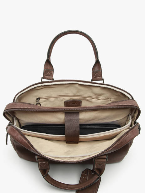 Leather Spider Briefcase 2 Compartments Etrier Brown spider ESPI8022 other view 3