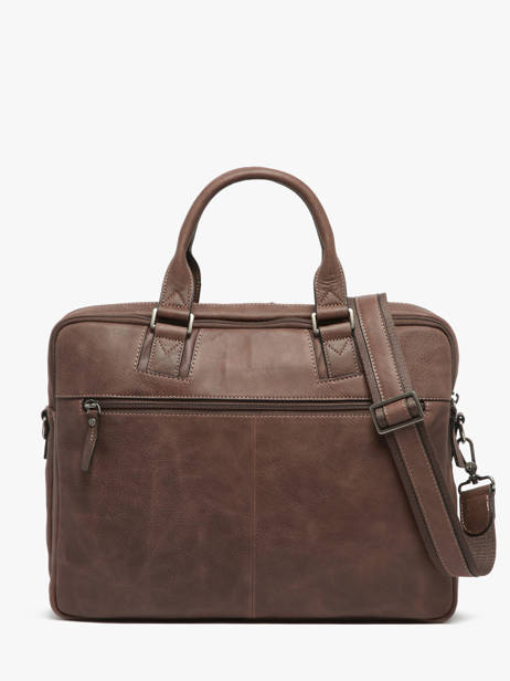 Leather Spider Briefcase 2 Compartments Etrier Brown spider ESPI8022 other view 4