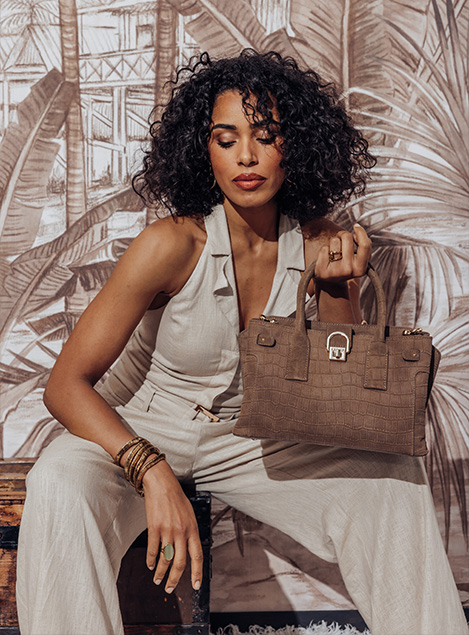 Sac port� main S Equestre croco